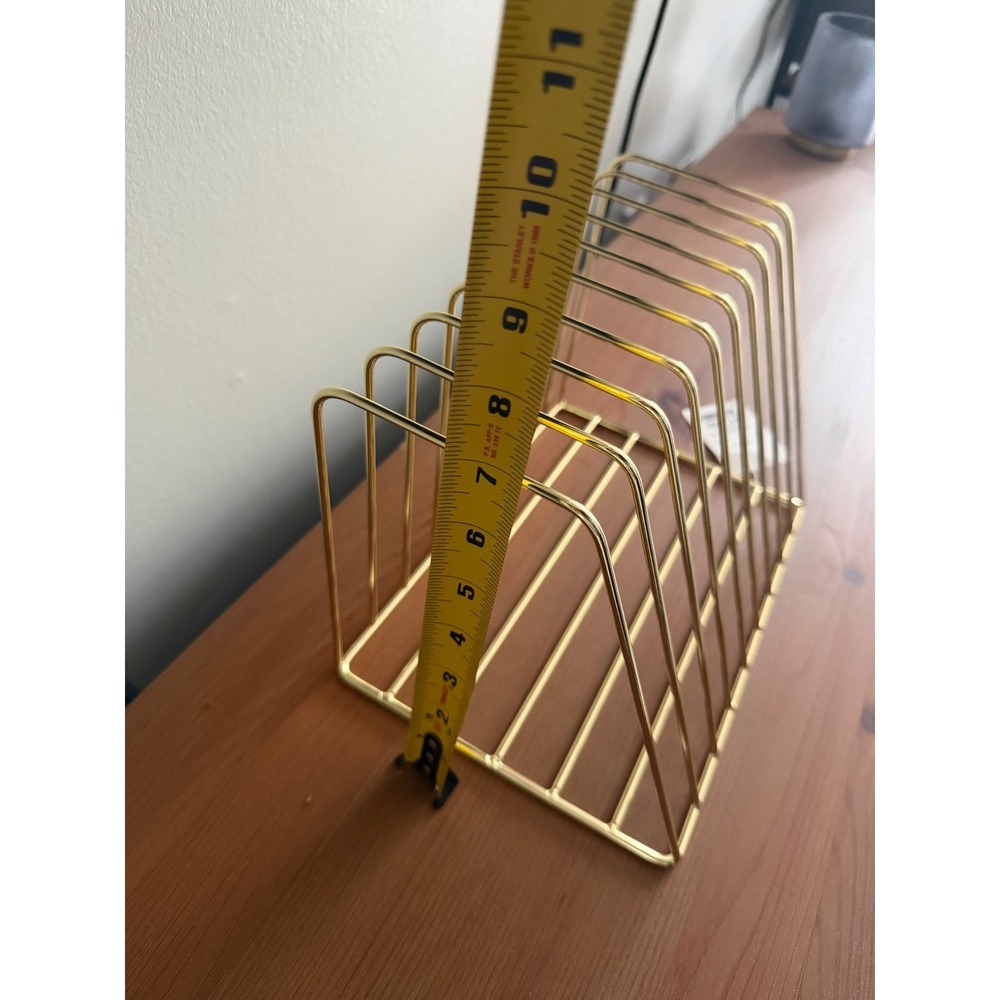 Gold Wire File Organizer Desktop Record Holder Metal Magazine Rack 9 Slots NEW - Picture 4 of 5